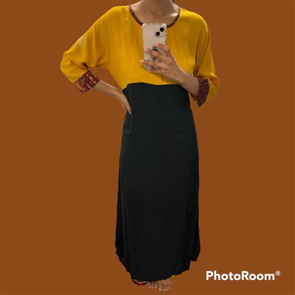 VISCOSE MAXI DRESS with sleeveless coat - Picture 2 of 3